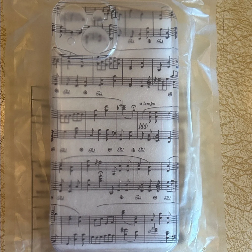 Music Sheet Pattern Clear Phone Case - White/Black For IPhone 14